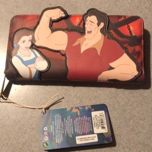 Loungefly x Disney Disney Villains Gaston & Belle Village Scene ZA Wallet NWT